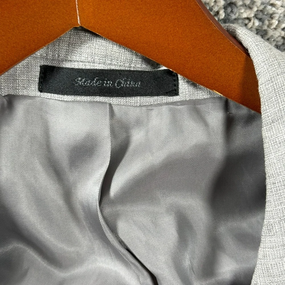 Chaps Mens Light Gray Sharkskin Two Button Blazer Sport Coat 48R